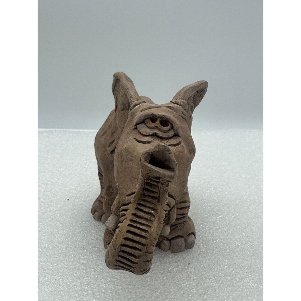 Vintage Clay Elephant Figurine-AS IS